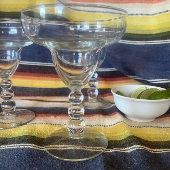 Set Of 3 Vintage Libbey Metrolopolis Margarita Glasses With Ball Stem Design - Picture 7 of 7